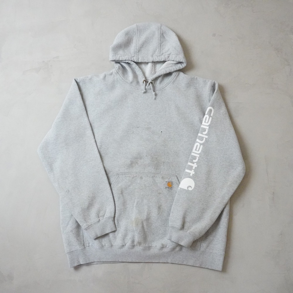 Carhartt Logo Graphic Sleeve Hoodie XL Mens Gray Original Fit Pullover